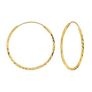 14k Gold Vermeil Earrings Diamond Cut 30mm Hoops